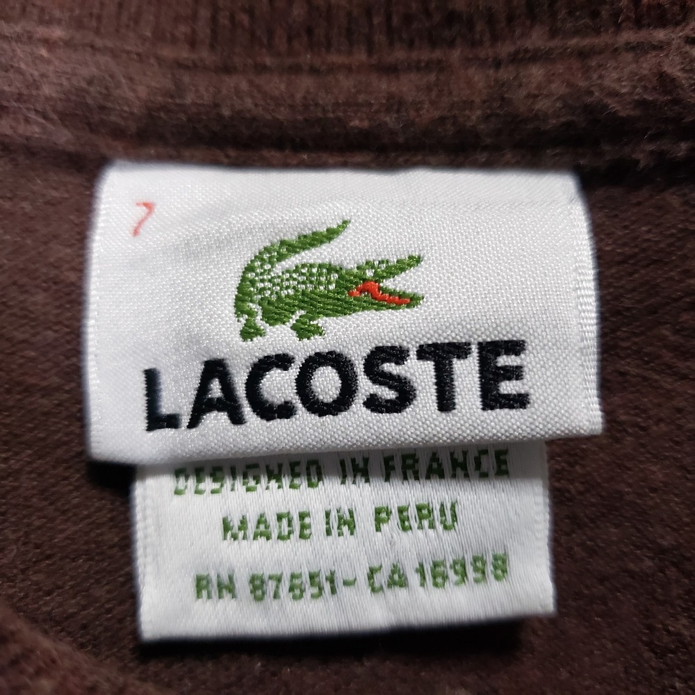 Lacoste Mens Size 7 XXL Brown Solid Long Sleeve Knit Polo Crocodile Logo Preppy - Picture 6 of 10